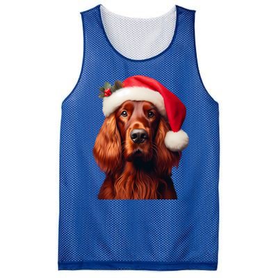 Irish Setter With Santa Hat Christmas Dog Owner Lover Mom Gift Mesh Reversible Basketball Jersey Tank