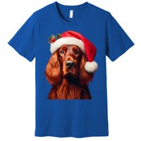 Irish Setter With Santa Hat Christmas Dog Owner Lover Mom Gift Premium T-Shirt