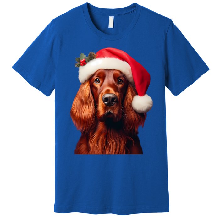 Irish Setter With Santa Hat Christmas Dog Owner Lover Mom Gift Premium T-Shirt