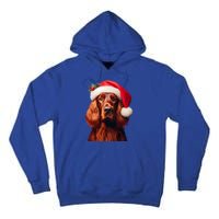 Irish Setter With Santa Hat Christmas Dog Owner Lover Mom Gift Tall Hoodie