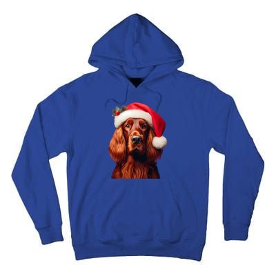 Irish Setter With Santa Hat Christmas Dog Owner Lover Mom Gift Tall Hoodie