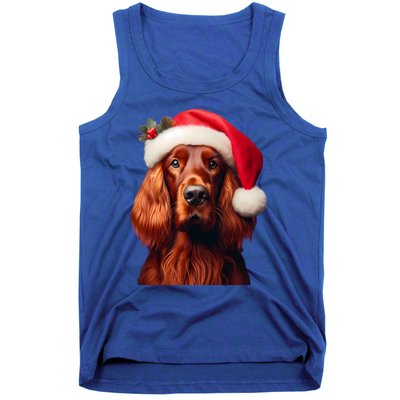 Irish Setter With Santa Hat Christmas Dog Owner Lover Mom Gift Tank Top