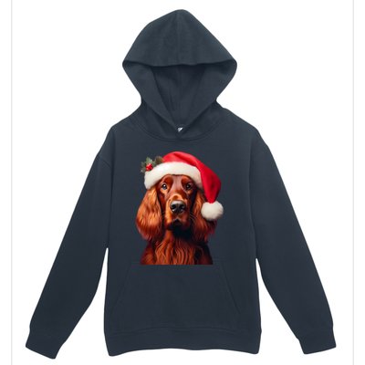 Irish Setter With Santa Hat Christmas Dog Owner Lover Mom Gift Urban Pullover Hoodie