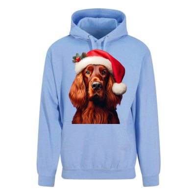 Irish Setter With Santa Hat Christmas Dog Owner Lover Mom Gift Unisex Surf Hoodie