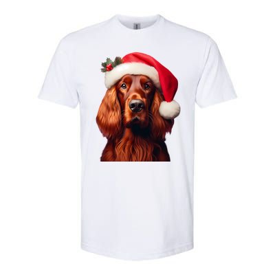 Irish Setter With Santa Hat Christmas Dog Owner Lover Mom Gift Softstyle CVC T-Shirt