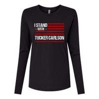 I Stand With Tucker Carlson Vintage American Flag Womens Cotton Relaxed Long Sleeve T-Shirt