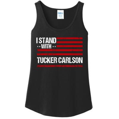 I Stand With Tucker Carlson Vintage American Flag Ladies Essential Tank