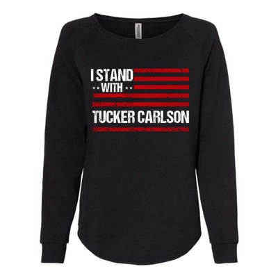 I Stand With Tucker Carlson Vintage American Flag Womens California Wash Sweatshirt