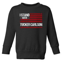 I Stand With Tucker Carlson Vintage American Flag Toddler Sweatshirt