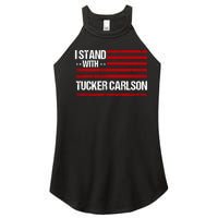 I Stand With Tucker Carlson Vintage American Flag Women's Perfect Tri Rocker Tank