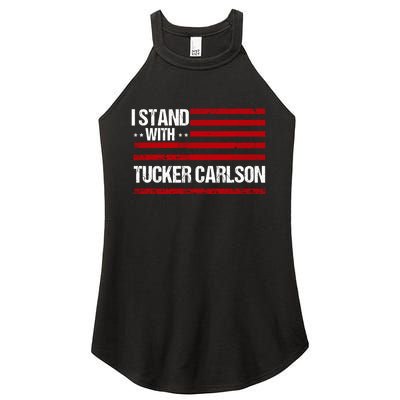 I Stand With Tucker Carlson Vintage American Flag Women’s Perfect Tri Rocker Tank