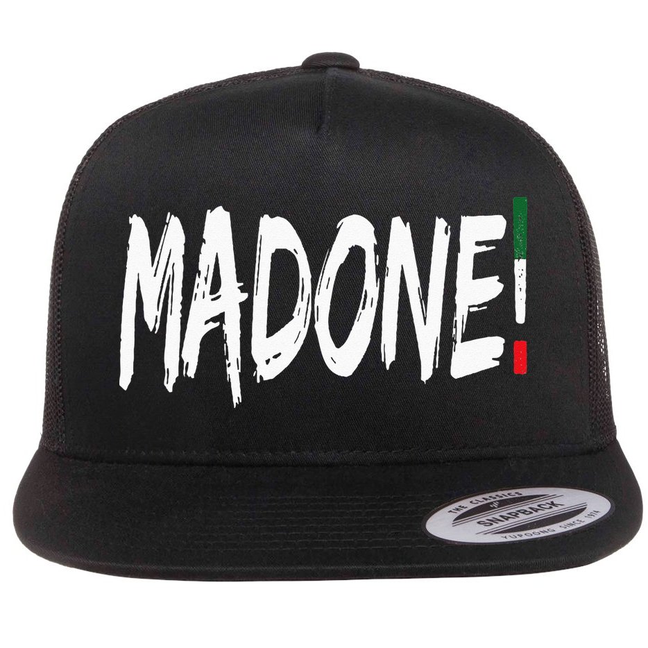 Italian Slang Word Madone Flat Bill Trucker Hat