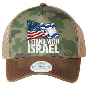 I Stand With Israel USA American Flag w/ Israel Flag Legacy Tie Dye Trucker Hat