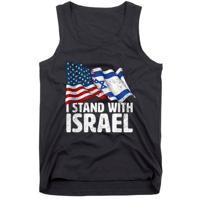 I Stand With Israel USA American Flag w/ Israel Flag Tank Top