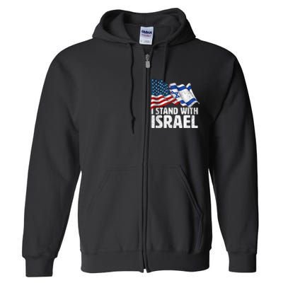 I Stand With Israel USA American Flag w/ Israel Flag Full Zip Hoodie