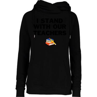 I Stand With Our Teachers & Stand Against Book Banning Womens Funnel Neck Pullover Hood