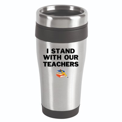 I Stand With Our Teachers & Stand Against Book Banning 16oz Travel Tumbler