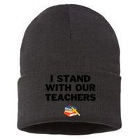 I Stand With Our Teachers & Stand Against Book Banning Sustainable Knit Beanie