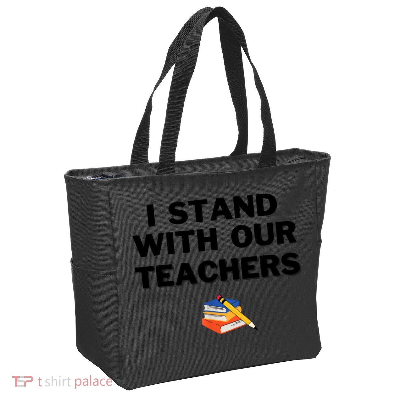 I Stand With Our Teachers & Stand Against Book Banning Zip Tote Bag