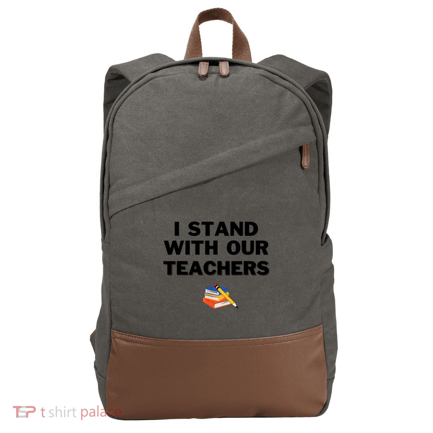 I Stand With Our Teachers & Stand Against Book Banning Cotton Canvas Backpack