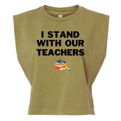 I Stand With Our Teachers & Stand Against Book Banning Garment-Dyed Women's Muscle Tee