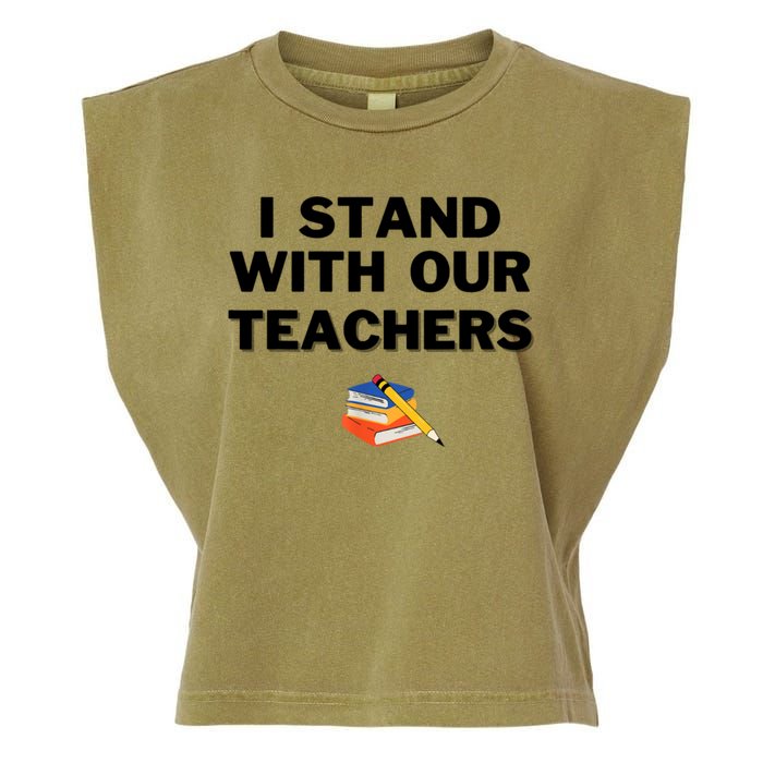 I Stand With Our Teachers & Stand Against Book Banning Garment-Dyed Women's Muscle Tee