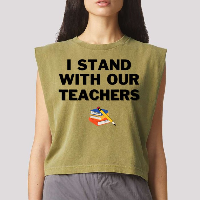 I Stand With Our Teachers & Stand Against Book Banning Garment-Dyed Women's Muscle Tee