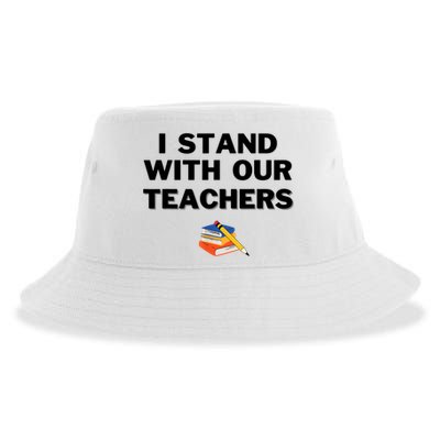 I Stand With Our Teachers & Stand Against Book Banning Sustainable Bucket Hat