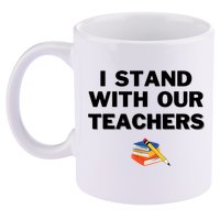 I Stand With Our Teachers & Stand Against Book Banning 11oz C Handle Ceramic Mug