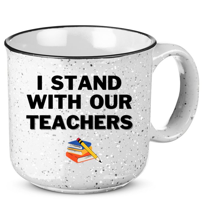I Stand With Our Teachers & Stand Against Book Banning 15oz Campfire Ceramic Mug