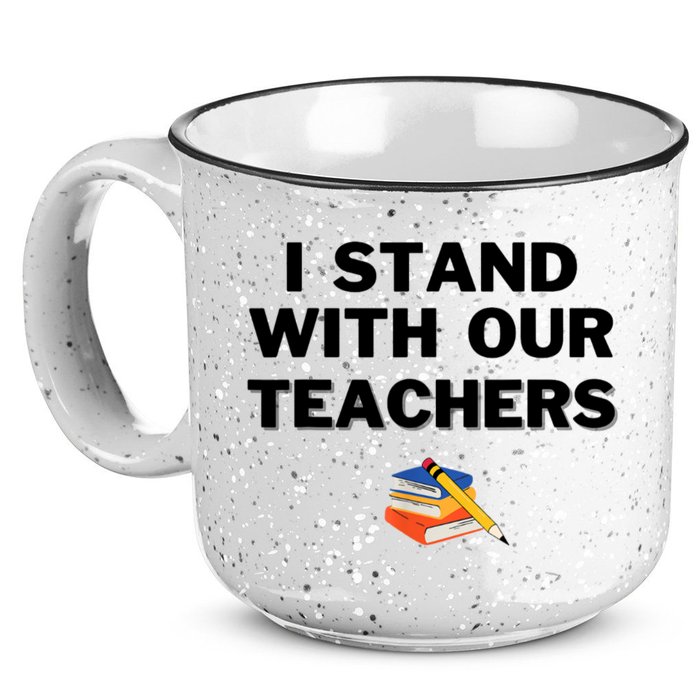 I Stand With Our Teachers & Stand Against Book Banning 15oz Campfire Ceramic Mug