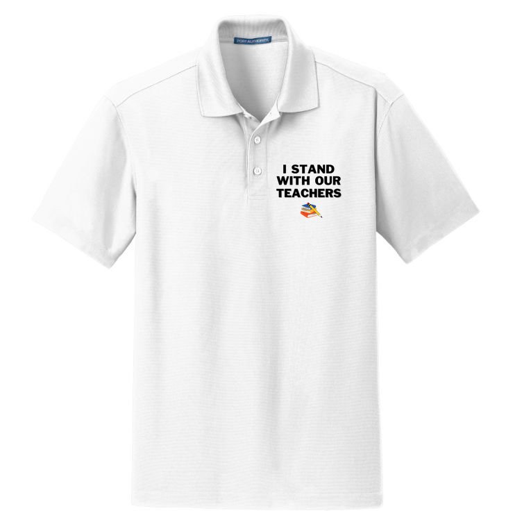 I Stand With Our Teachers & Stand Against Book Banning Dry Zone Grid Polo