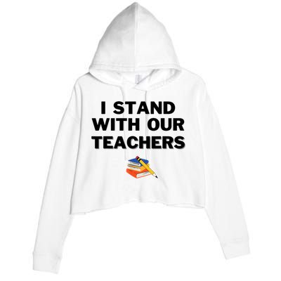 I Stand With Our Teachers & Stand Against Book Banning Crop Fleece Hoodie