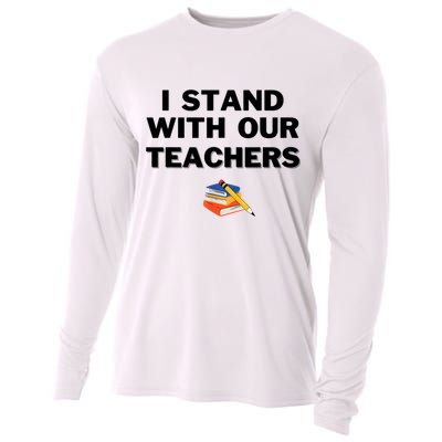 I Stand With Our Teachers & Stand Against Book Banning Cooling Performance Long Sleeve Crew