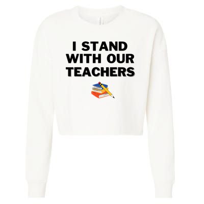 I Stand With Our Teachers & Stand Against Book Banning Cropped Pullover Crew
