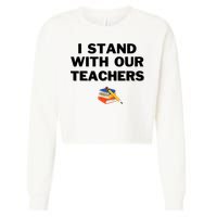 I Stand With Our Teachers & Stand Against Book Banning Cropped Pullover Crew