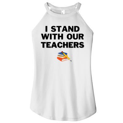 I Stand With Our Teachers & Stand Against Book Banning Women's Perfect Tri Rocker Tank
