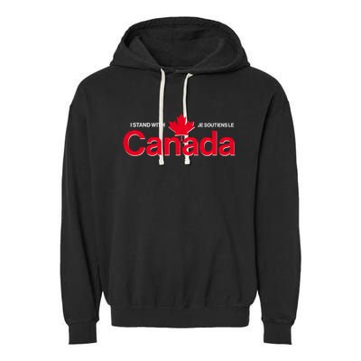 I Stand With Je Soutiens Le Canada English French Garment-Dyed Fleece Hoodie