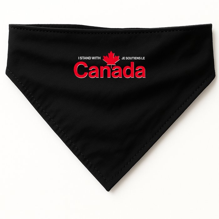 I Stand With Je Soutiens Le Canada English French USA-Made Doggie Bandana