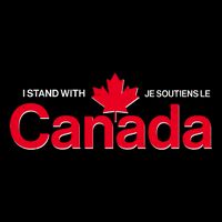I Stand With Je Soutiens Le Canada English French USA-Made Doggie Bandana