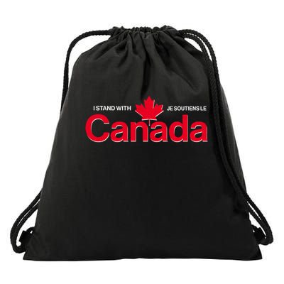 I Stand With Je Soutiens Le Canada English French Drawstring Bag
