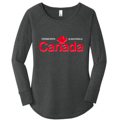 I Stand With Je Soutiens Le Canada English French Women's Perfect Tri Tunic Long Sleeve Shirt