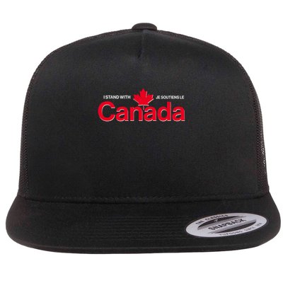 I Stand With Je Soutiens Le Canada English French Flat Bill Trucker Hat