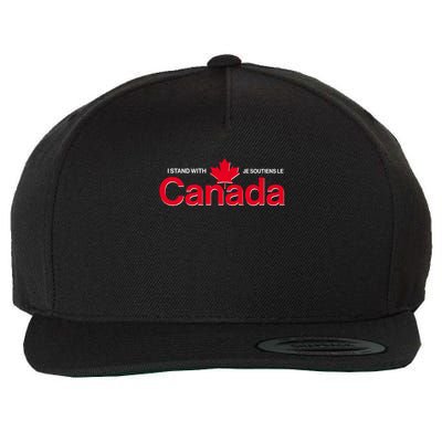 I Stand With Je Soutiens Le Canada English French Wool Snapback Cap