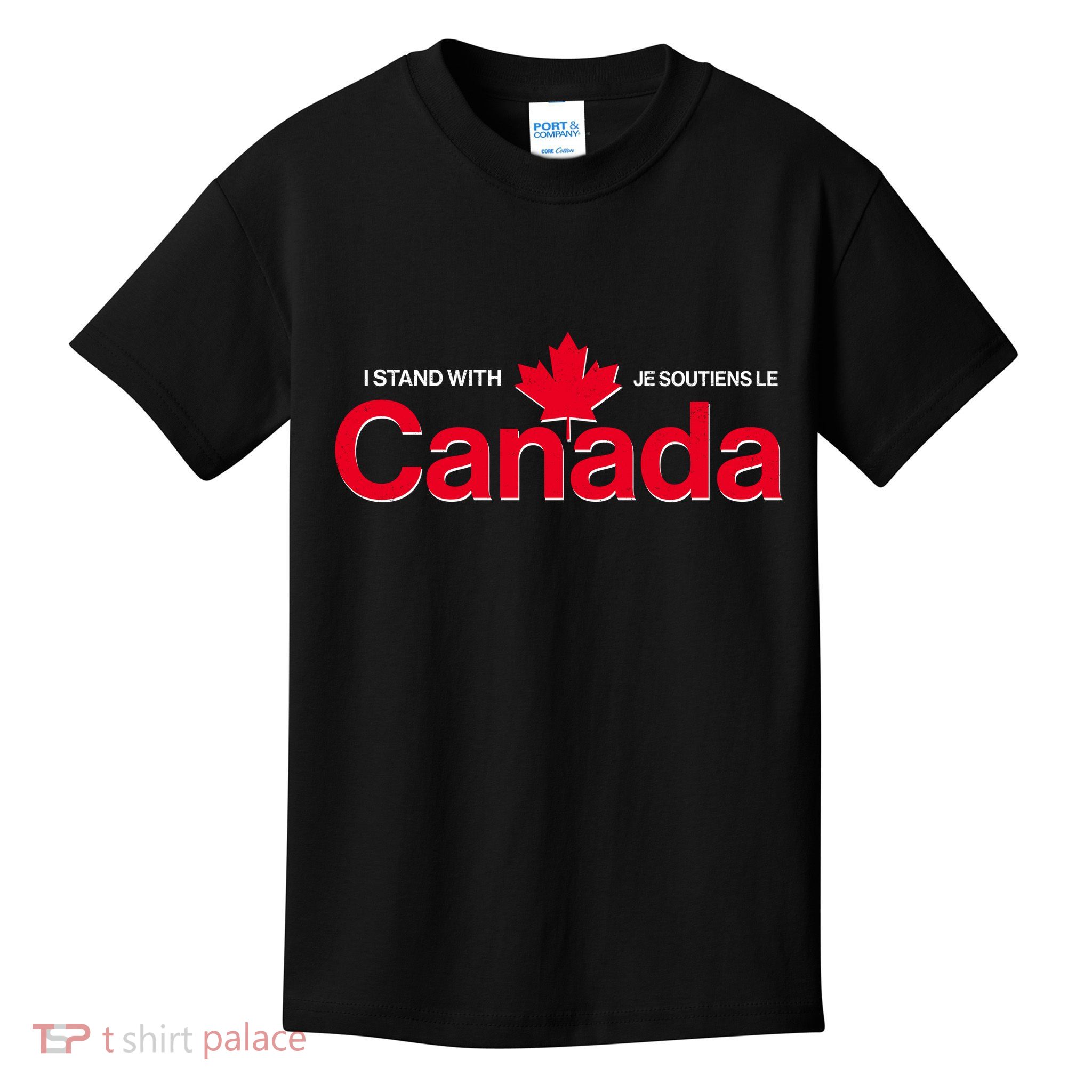 I Stand With Je Soutiens Le Canada English French Kids T-Shirt
