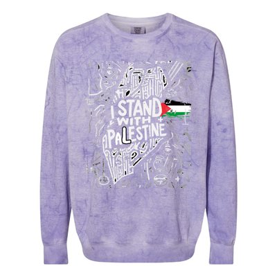 I Stand With Palestine Quote A Free Palestine Design Colorblast Crewneck Sweatshirt