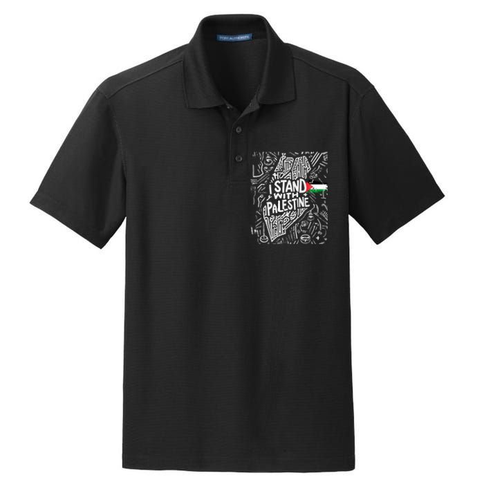 I Stand With Palestine Quote A Free Palestine Design Dry Zone Grid Polo