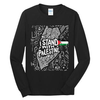 I Stand With Palestine Quote A Free Palestine Design Tall Long Sleeve T-Shirt