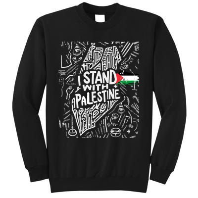 I Stand With Palestine Quote A Free Palestine Design Tall Sweatshirt