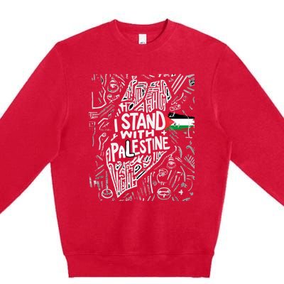 I Stand With Palestine Quote A Free Palestine Design Premium Crewneck Sweatshirt